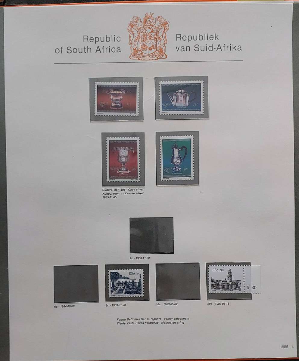 RSA Album, 1961-86, 48 pages, stamps UMM - MH, 3 x pages incomplete, see pics of some pgs