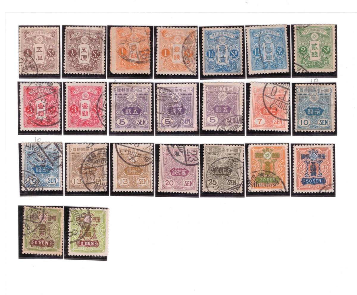Japan, 1876-1914, Selection of USED, on 3 x sheets, see pics