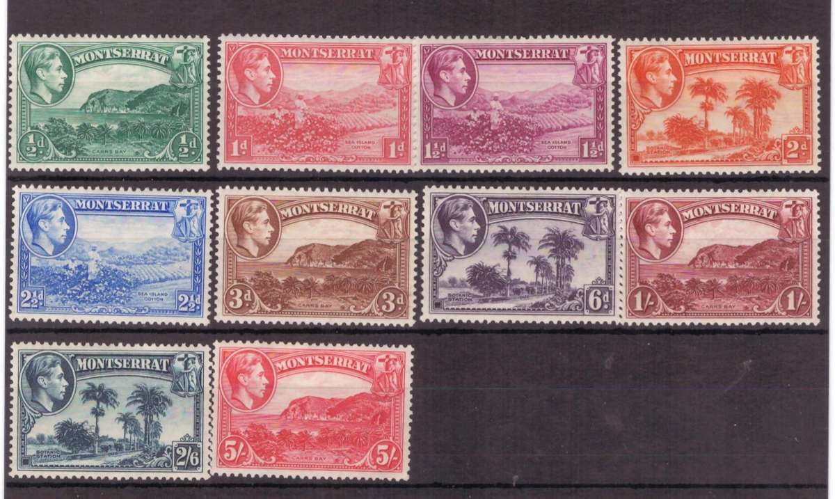 Montserrat, 1938, KGVl, p13, MH, SG101-110, Selection from set, CV Est £230/R5520
