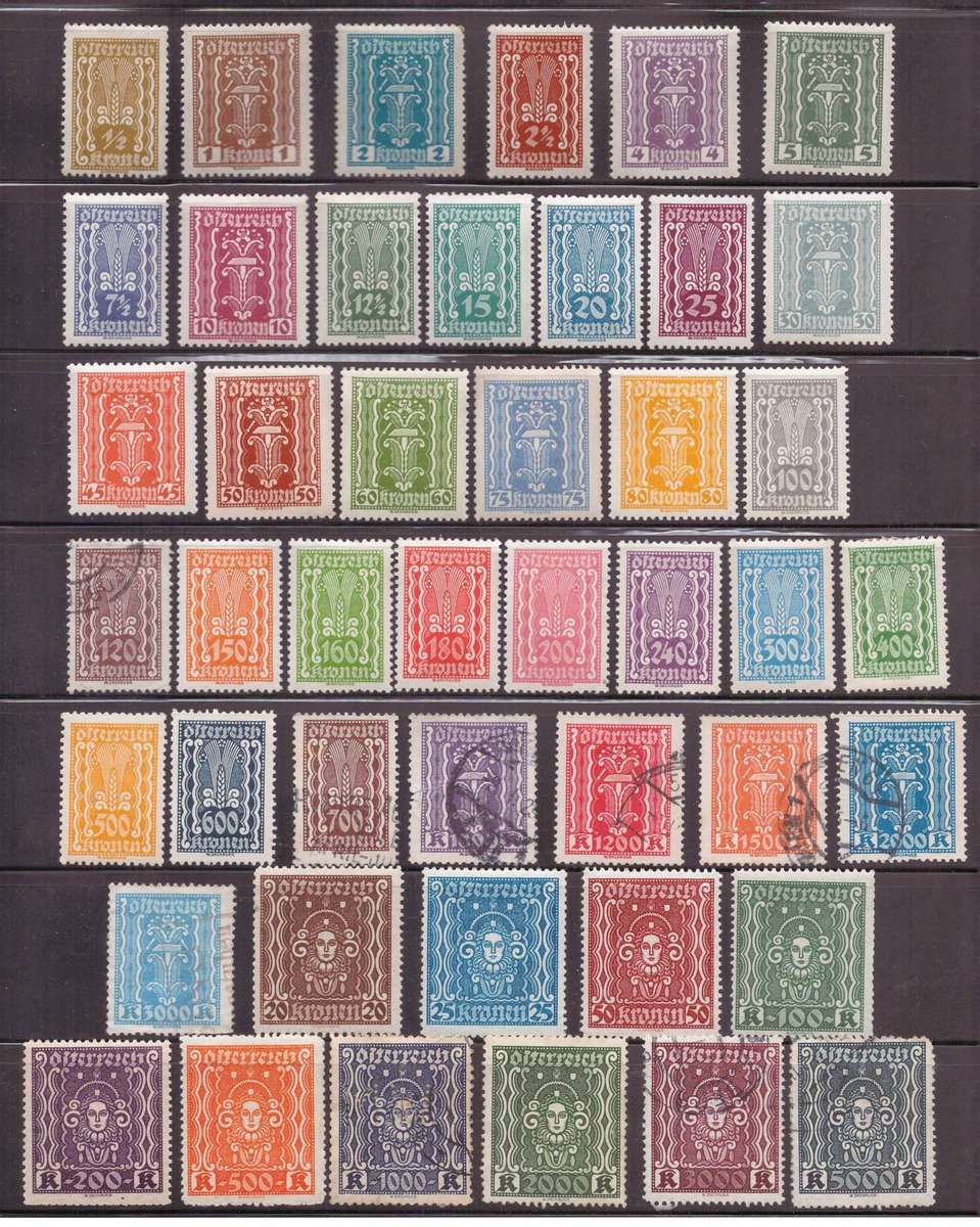 Austria, Selection of UMM - USED on sheet, 1922