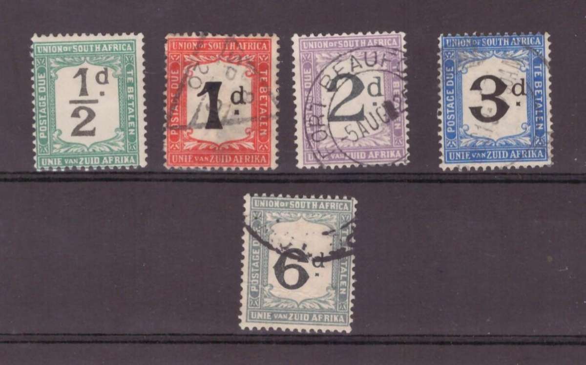Union of South Africa, 1927-28, Postage Due, USED, SACC 17-21, Full set of 5, CV Est R580