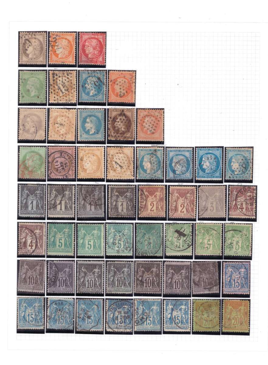 France, selection of USED stamps on Album sheets x 6, See pics