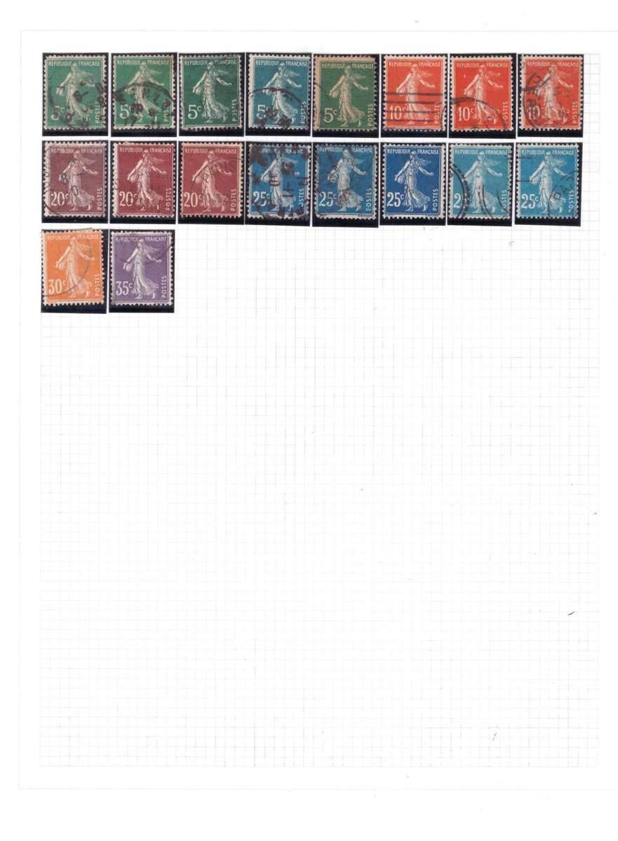 France, selection of USED stamps on Album sheets x 6, See pics