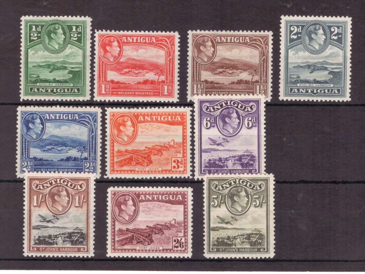 Antigua, 1938, KGVl, UMM-MLH, Up to 5s, SG 98-107, CV £105/R2520