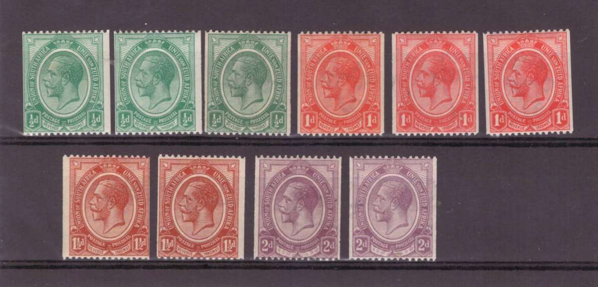 Union of South Africa, 1913, KGVl, Coil stamps, MLH, SACC 17-20, CV R1480