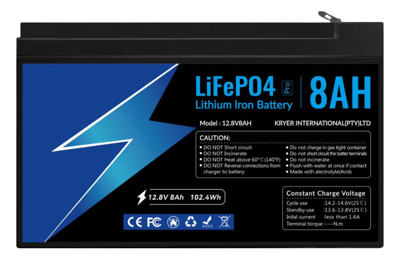 8AH LifeP04 Battery - Ideal for gate motors & alarms - NEW