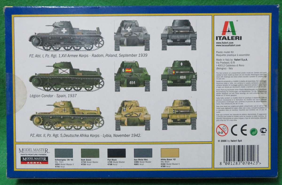 **Italeri**Model kit**Tank - Pz. Kpfw. I Ausf. B (1 x figure incl.)**Scale 1/72**Box still sealed**