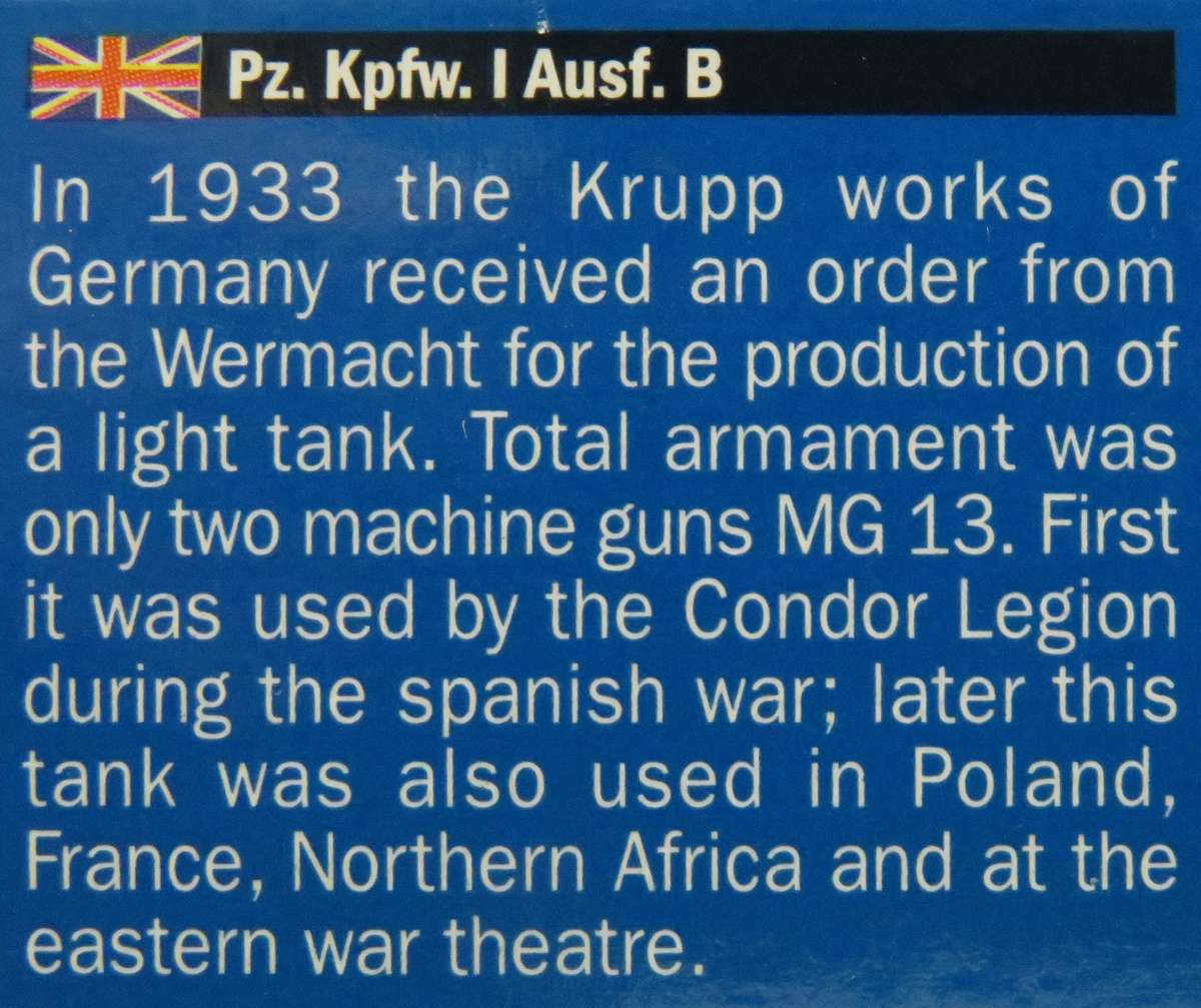 **Italeri**Model kit**Tank - Pz. Kpfw. I Ausf. B (1 x figure incl.)**Scale 1/72**Box still sealed**