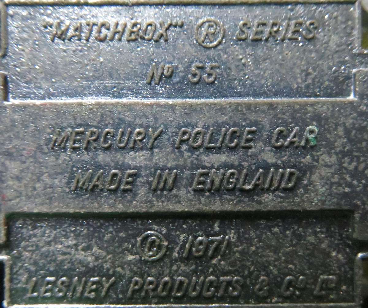 Matchbox Lesney**No. 55**Mercury Police Car**Made in England**1971**
