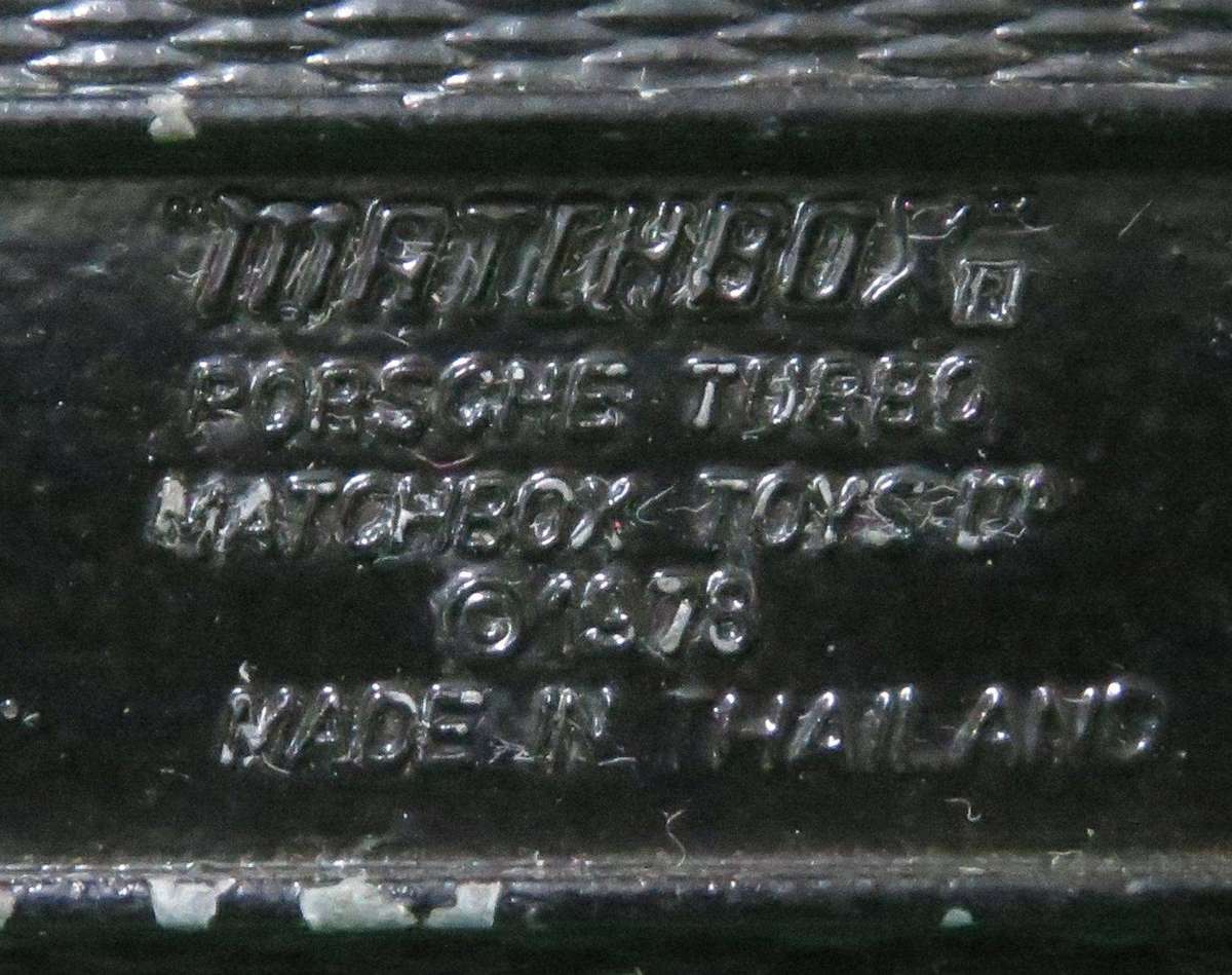 Matchbox Toys Ltd**Porsche 911 Turbo**Made in Macau**1978**Metal base**Doors open**