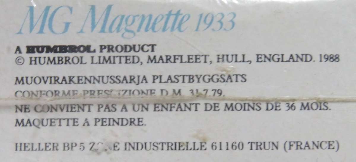 Airfix**MG Magnette 1933 Model kit**Special Edition**Scale 1/32**1988**Box still sealed**