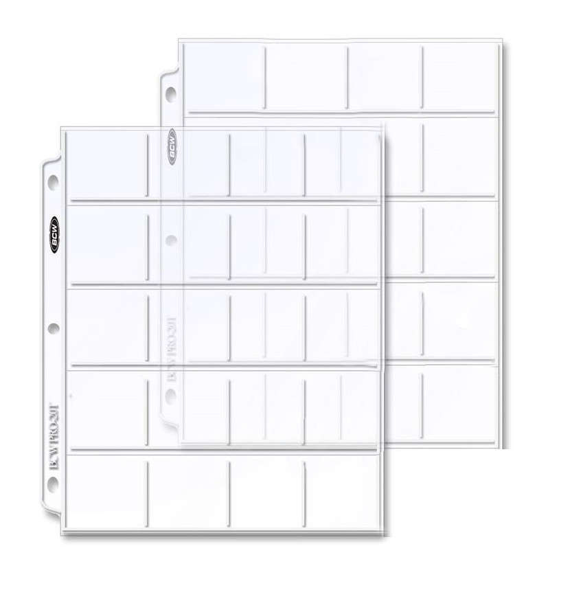 Coin Pages for Standard Coin holders, 20 pocket, fits any Album/Binder, No PVC