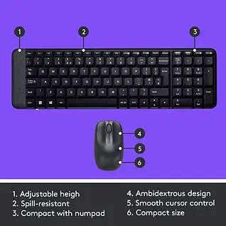 Logitech MK220 Compact Wireless Keyboard Mouse Desktop Set