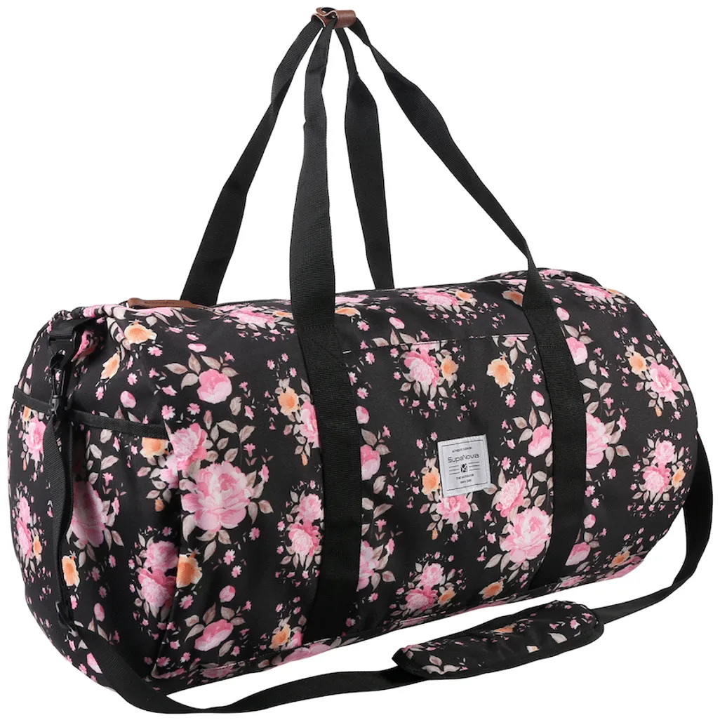 SUPANOVA Kate Duffle - Travel & Gym Bag - Black Floral