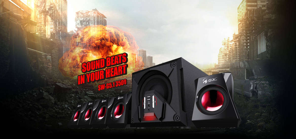 Genius GX SW-G5.1 3500 PC Gaming Speaker Set (5.1 Channels)(80W)(Black and Red)