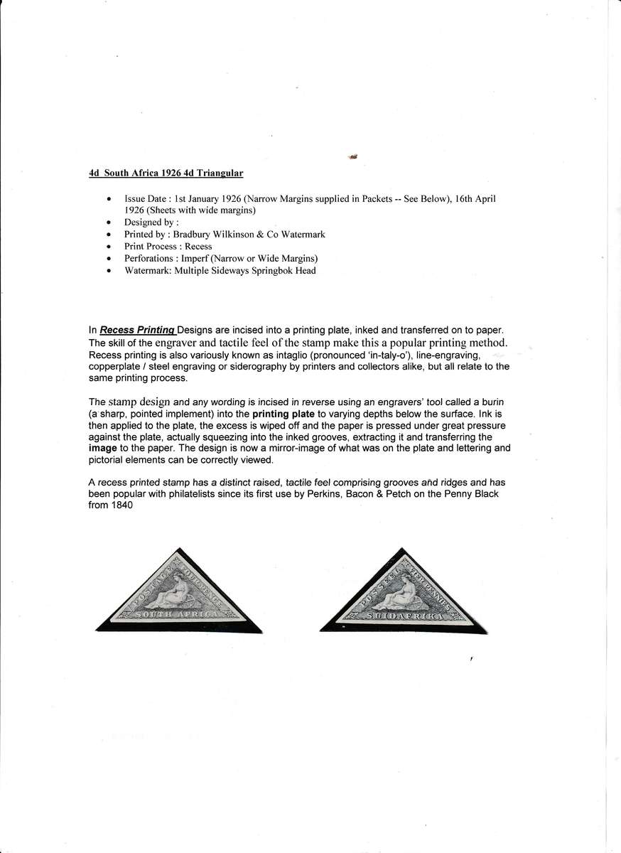 Study of  1926  Union of South Africa "LONDON PRINTING"  including !st January First Day Cover