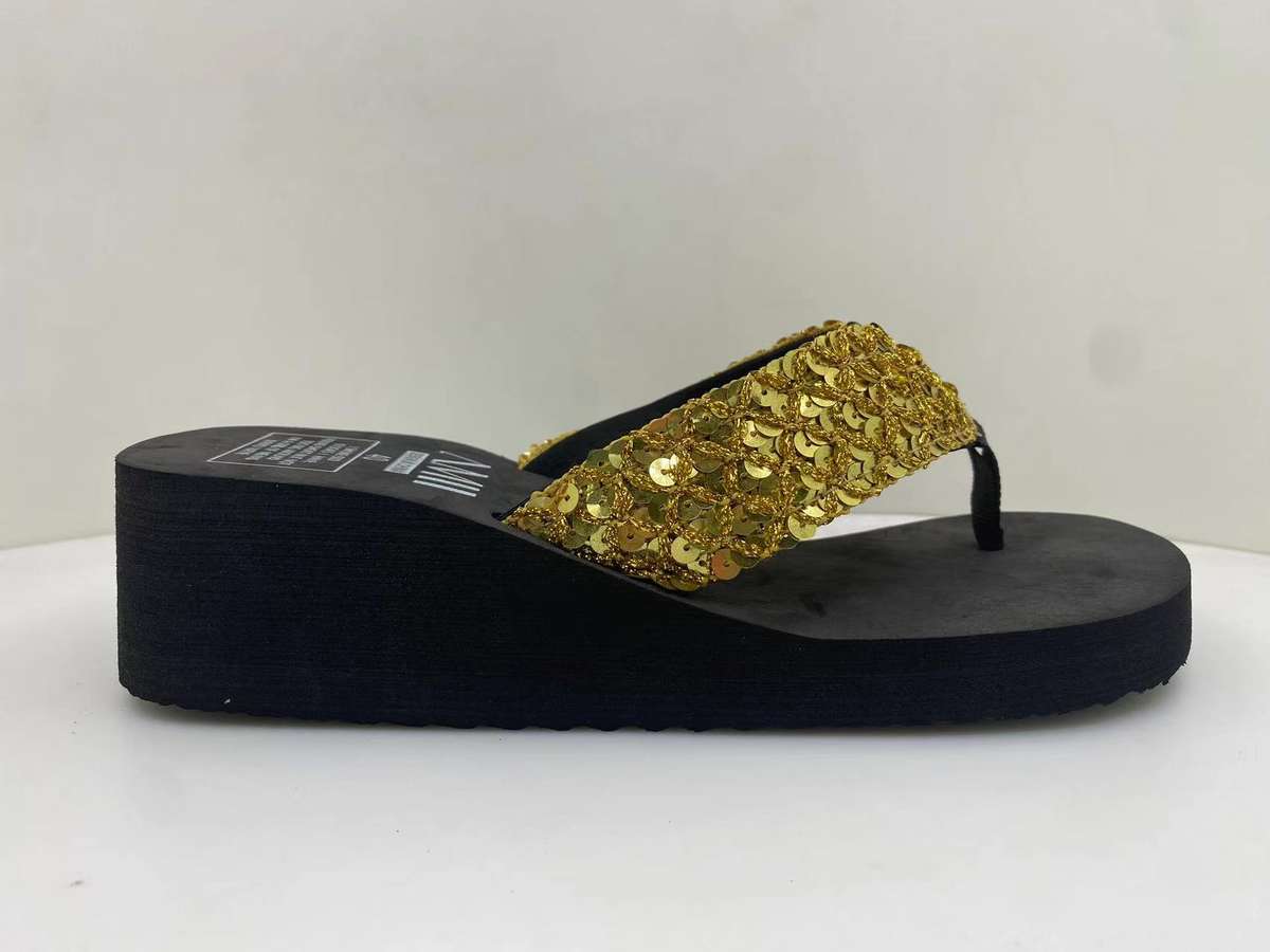 Women's Glam Gold Glitter Decorated Sandal