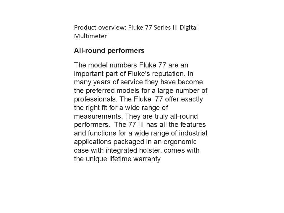 Fluke 77 Mark III with original fluke leads , Lifetime gurantee