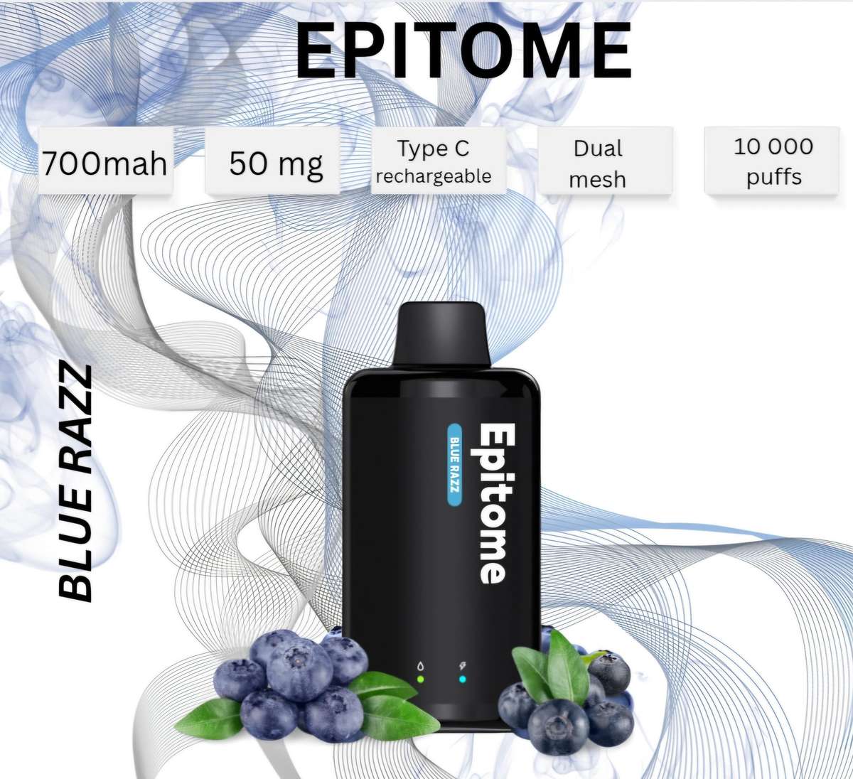 Punkapes Epitome 10,000 Puff Dual Mesh Blue Razz 50 MG