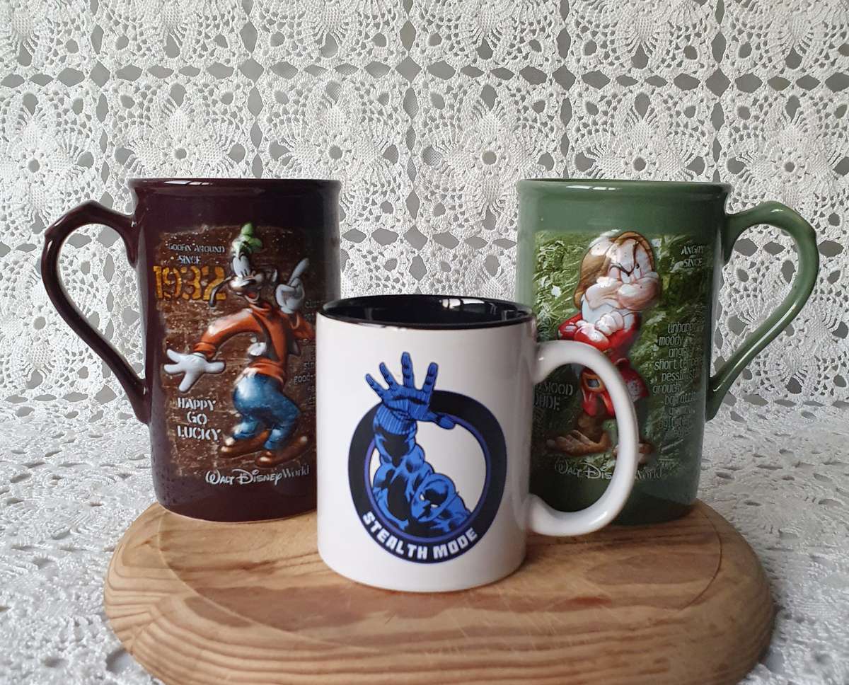 Goofy & Grumpy Walt Disney Large Mugs and Marvel Black Panther Mug