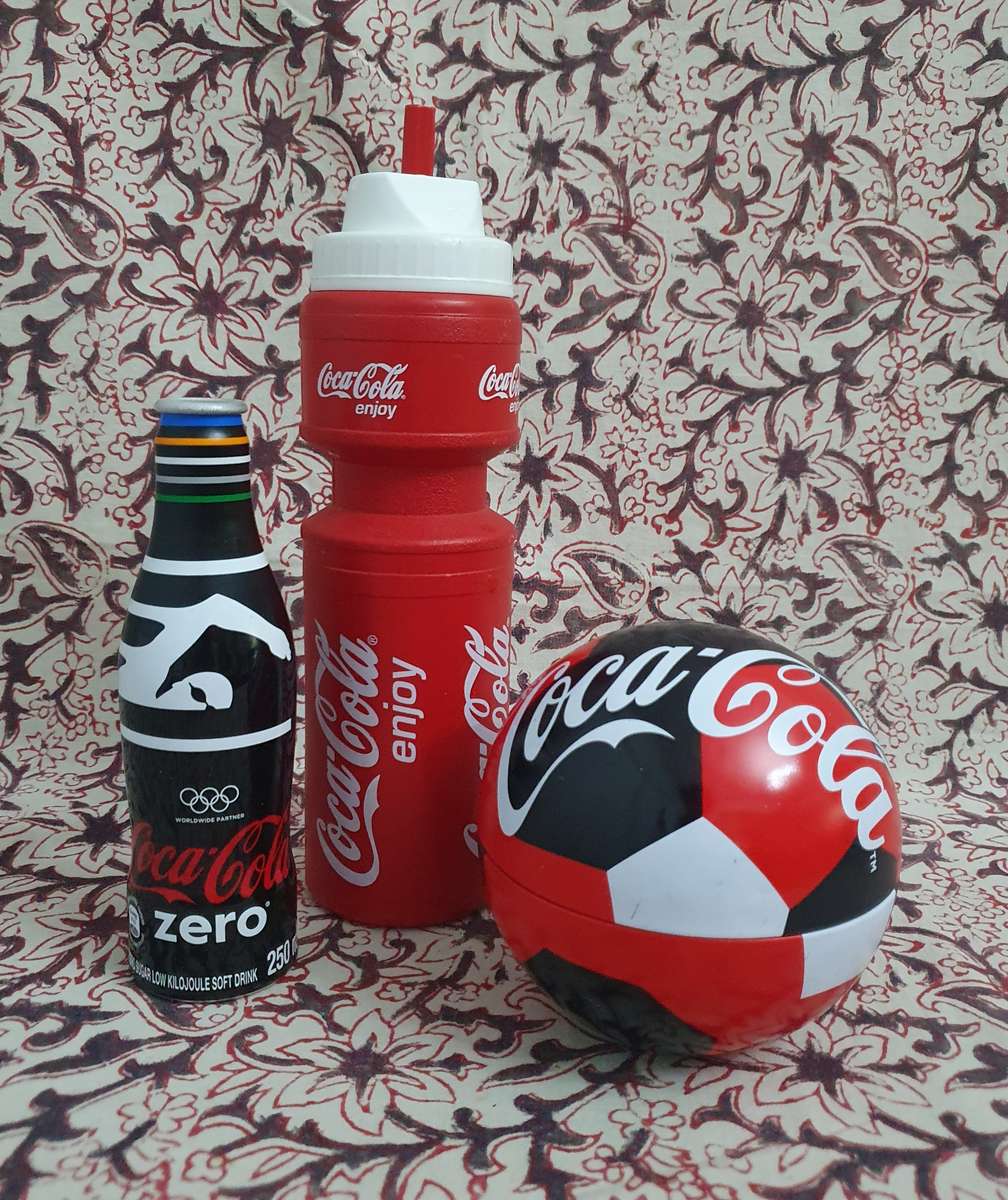 Coca Cola Memorabilia Bottle, Metal Soccor Ball & Metal Bottle