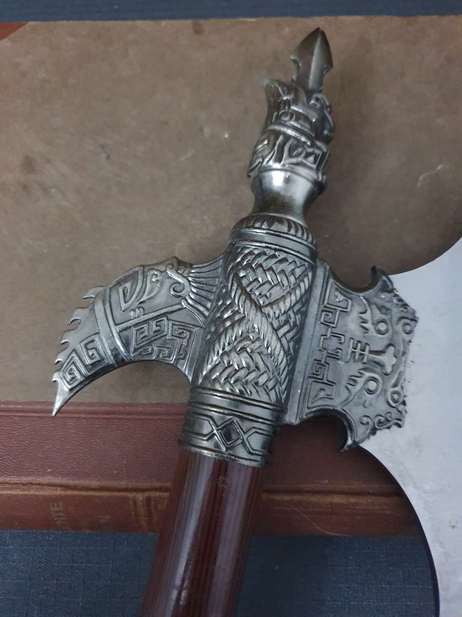 Chinese Styled Metal Battle Axe Wall Hanging Display