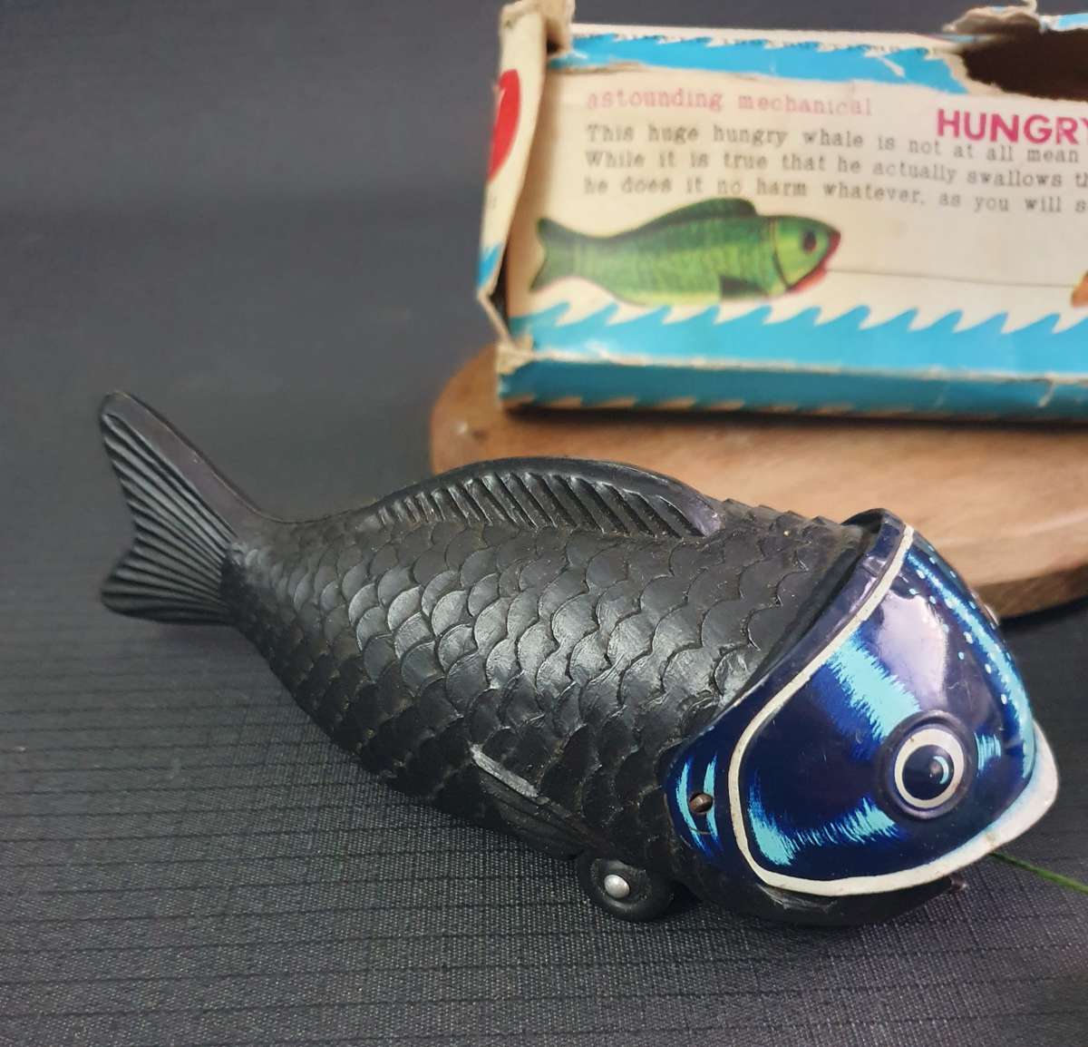 Vintage Hungry Whale Plastic & Metal Toys with 1 Box