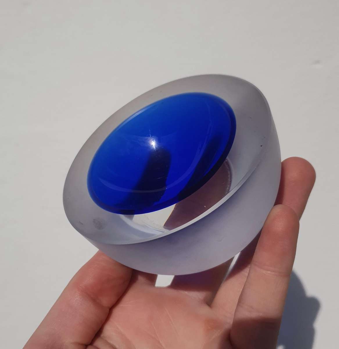 Vintage Murano Glass Styled Inner Blue with Frosted Clear Glass Rim