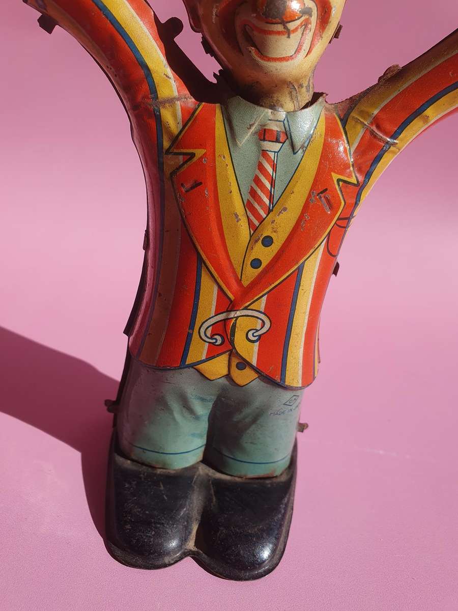 Vintage Circus Clown Tin Metal Toy Made in Japan