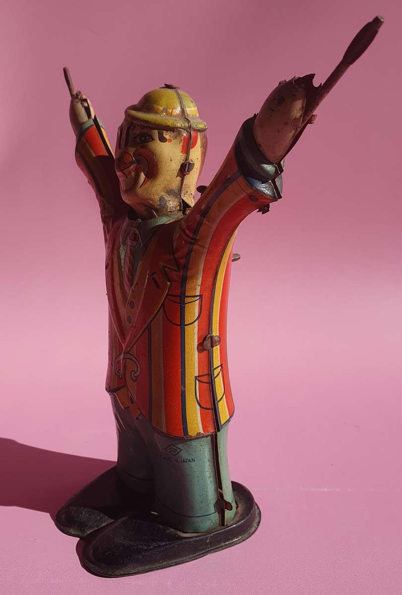 Vintage Circus Clown Tin Metal Toy Made in Japan
