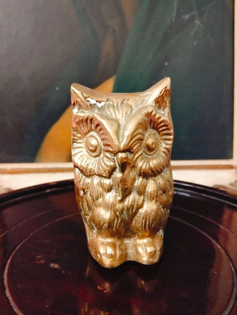 Vintage Solid Brass Owl Collection 3x