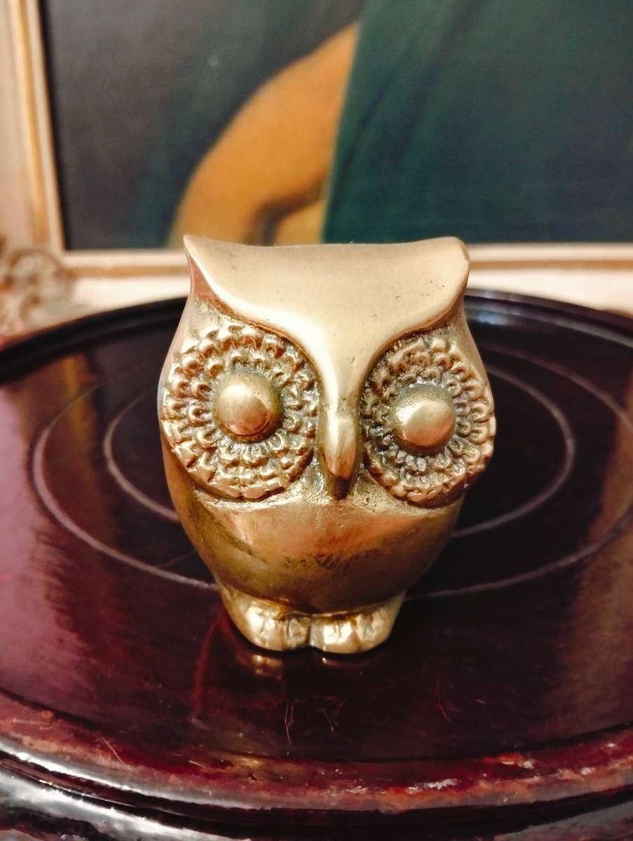 Vintage Solid Brass Owl Collection 3x