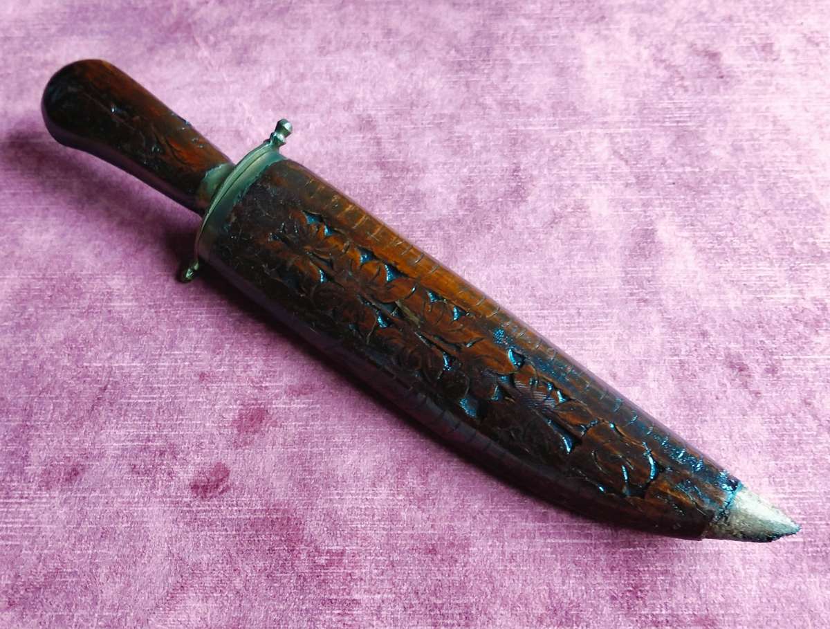 Vintage Knife in Wooden Ornate Sheath