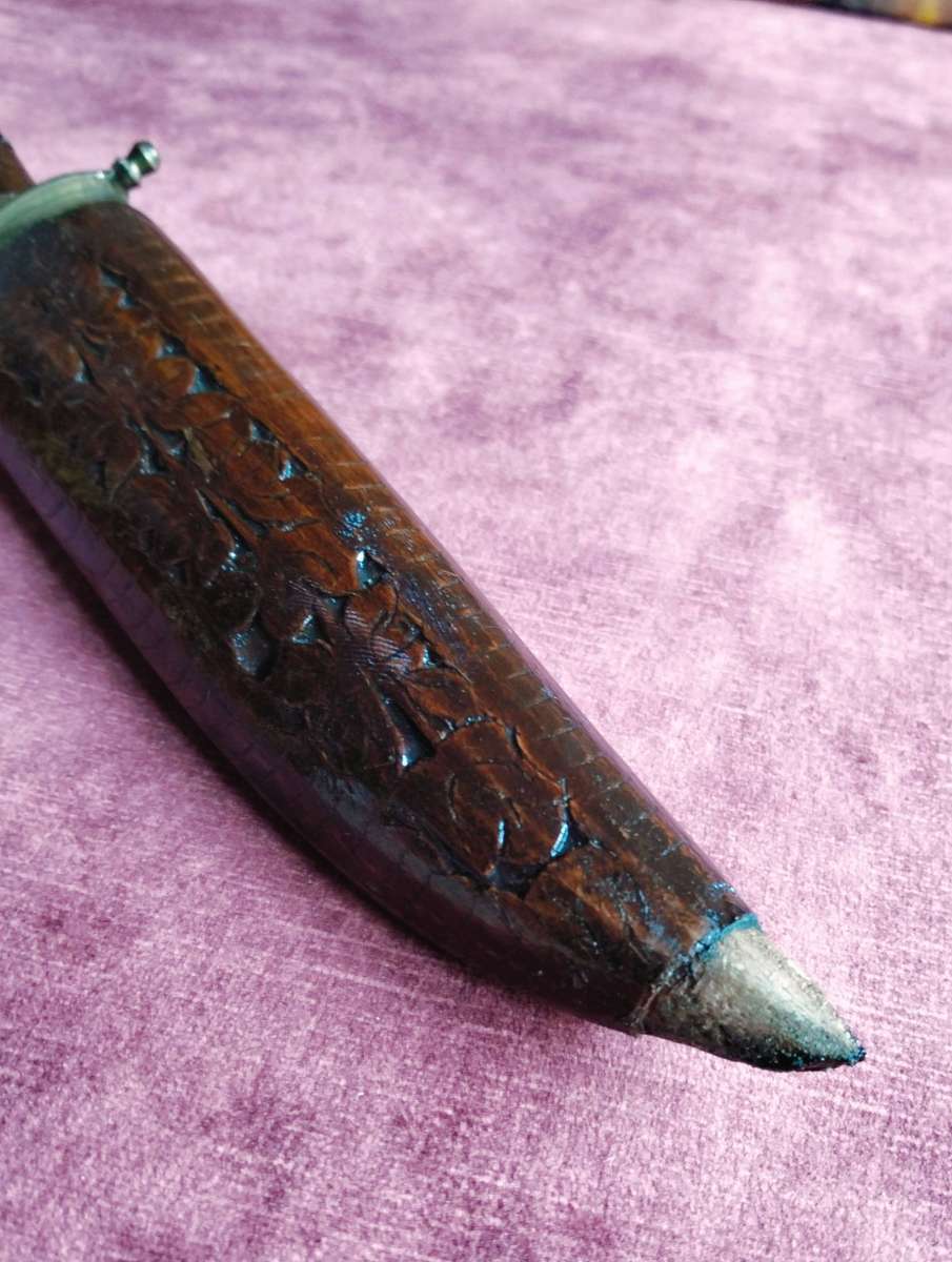 Vintage Knife in Wooden Ornate Sheath