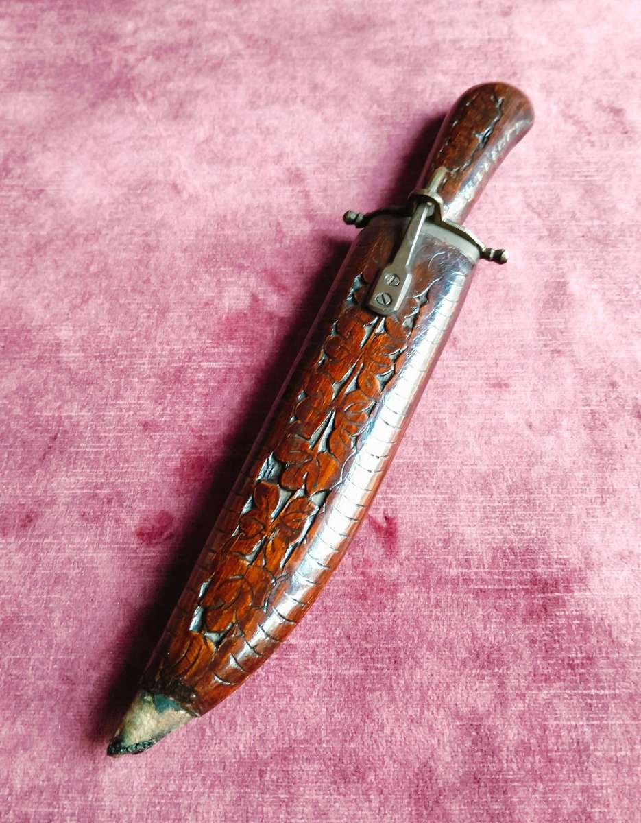 Vintage Knife in Wooden Ornate Sheath