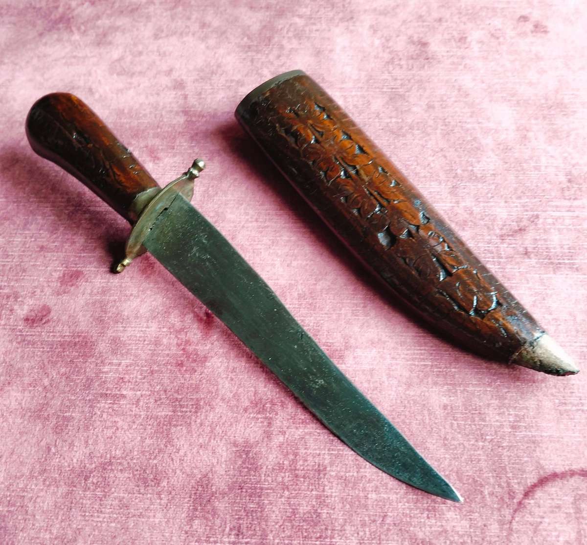 Vintage Knife in Wooden Ornate Sheath