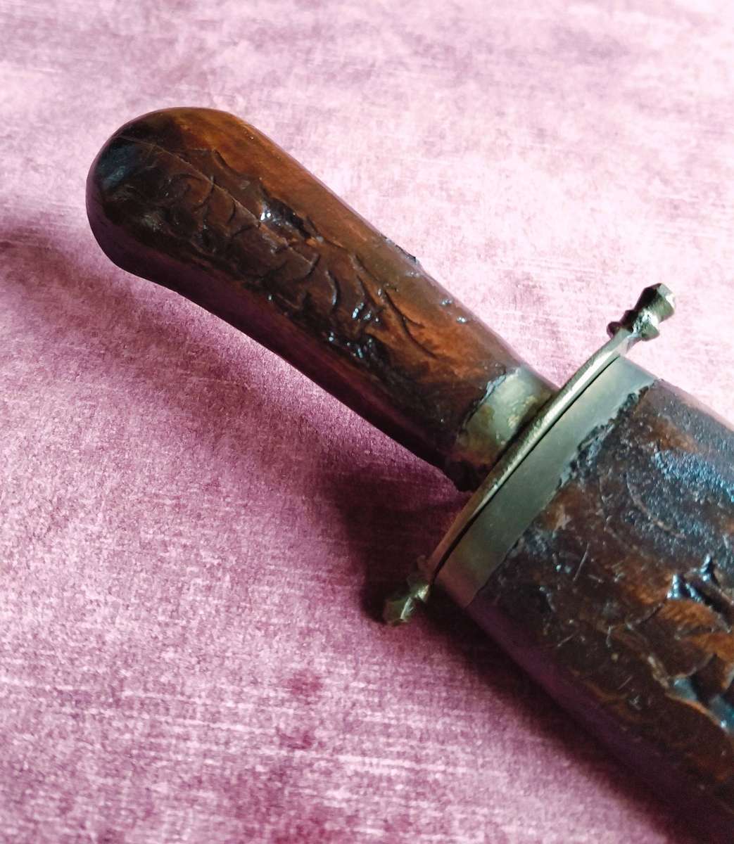 Vintage Knife in Wooden Ornate Sheath