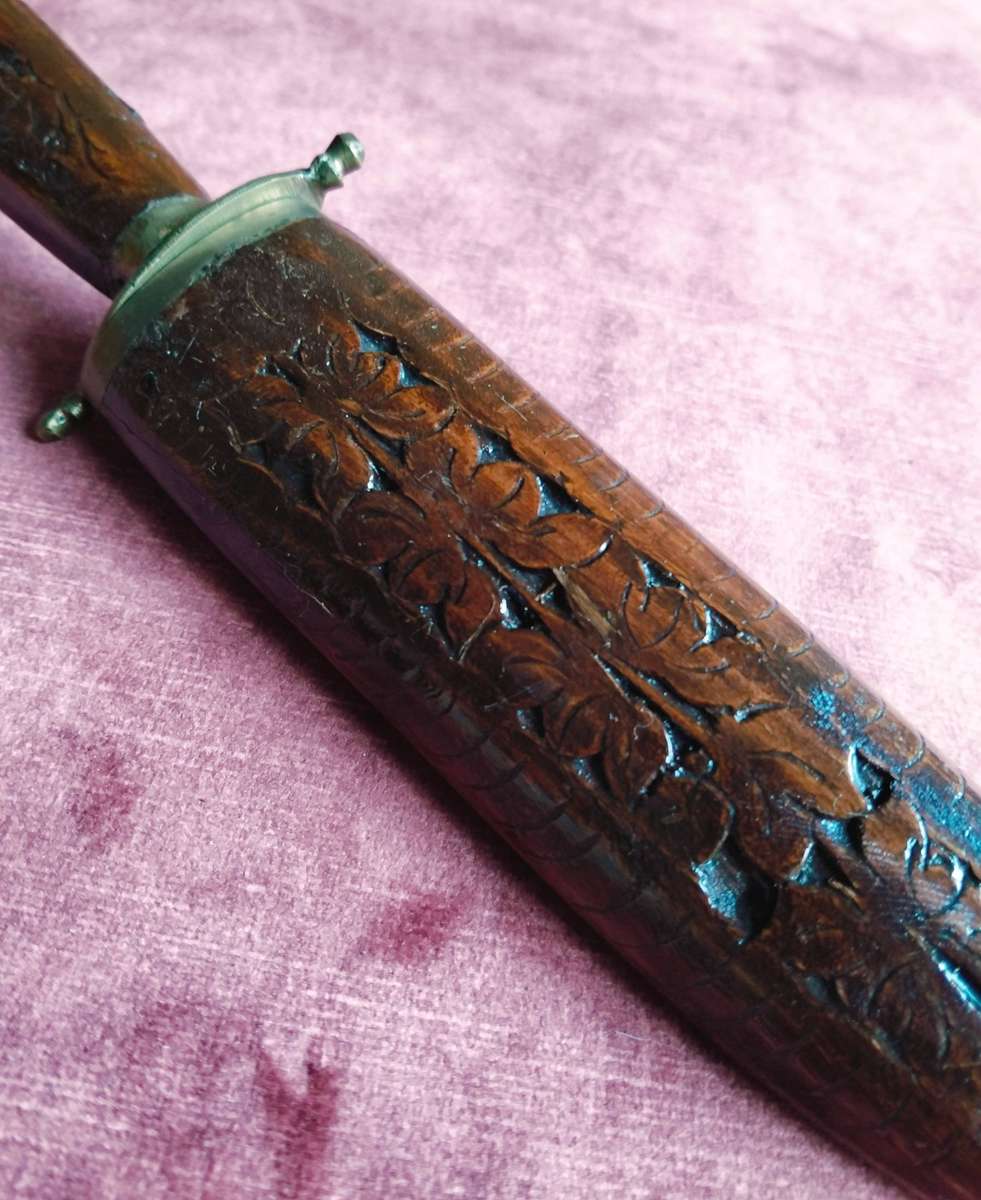 Vintage Knife in Wooden Ornate Sheath
