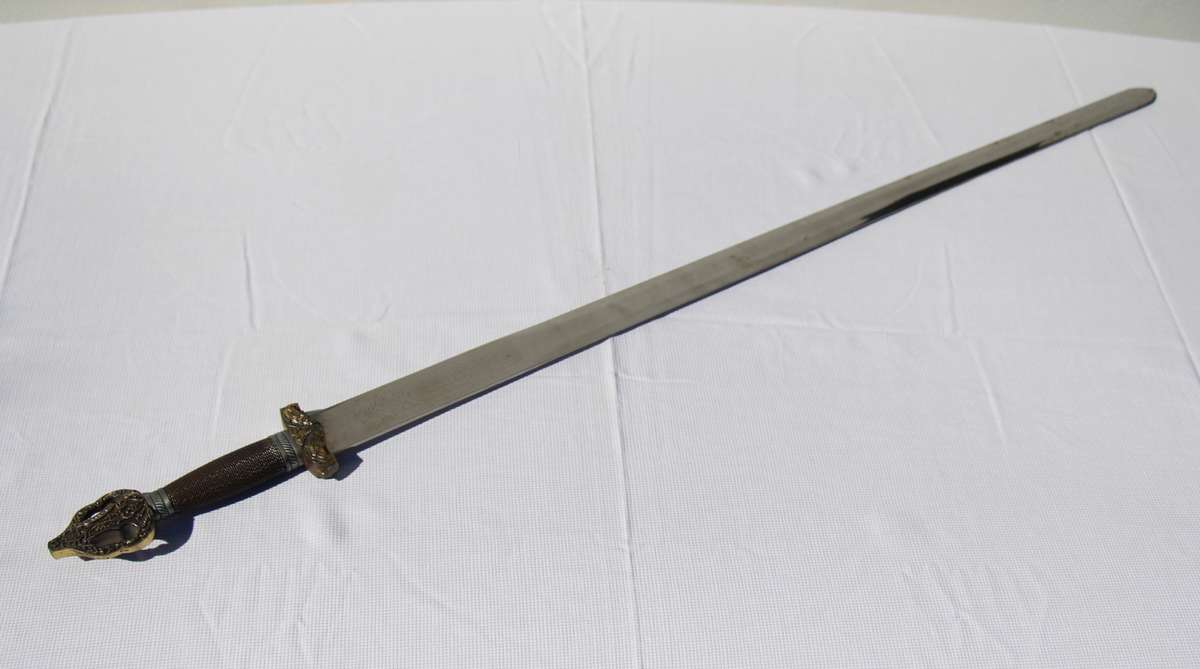 Vintage Long Metal Sword with Detailing