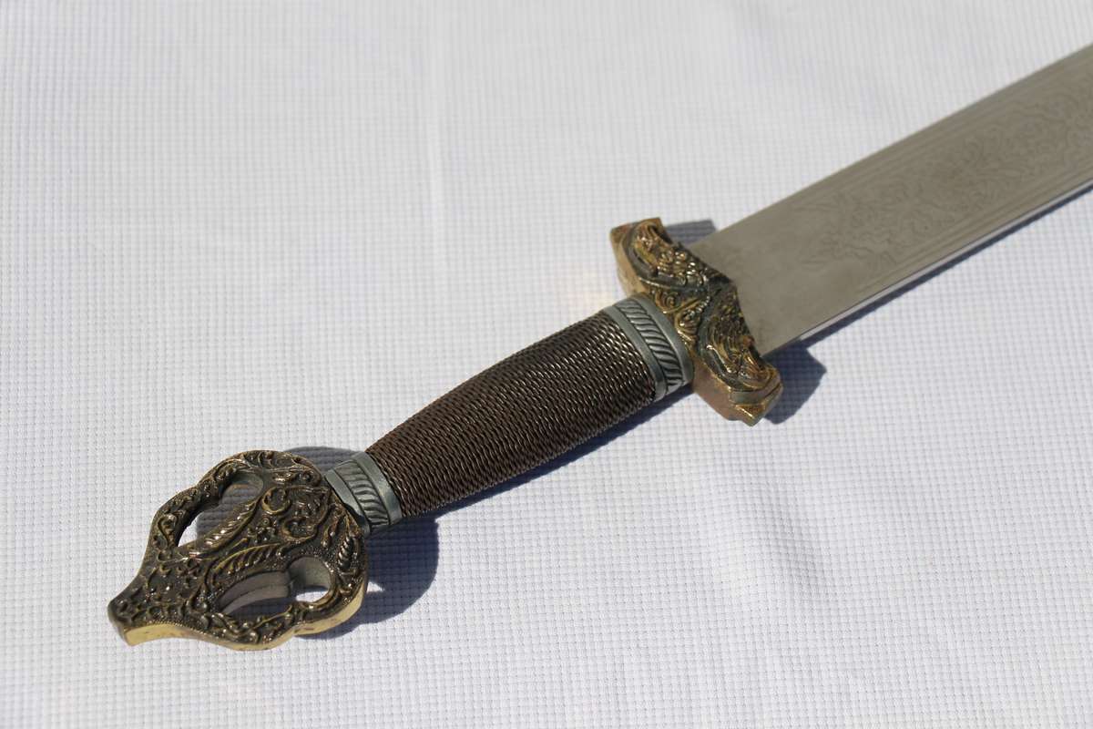 Vintage Long Metal Sword with Detailing