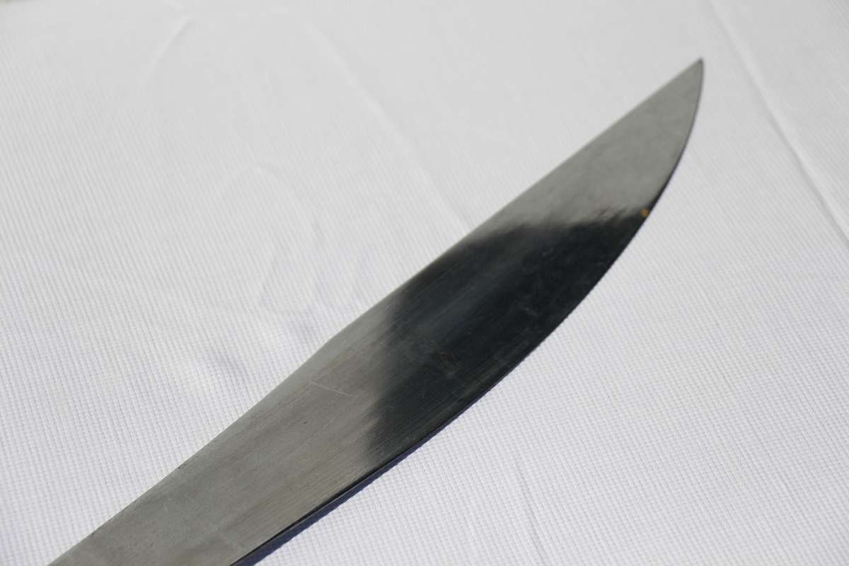 Vintage Chinese Oxtail Saber Metal Sword with Brass Handle