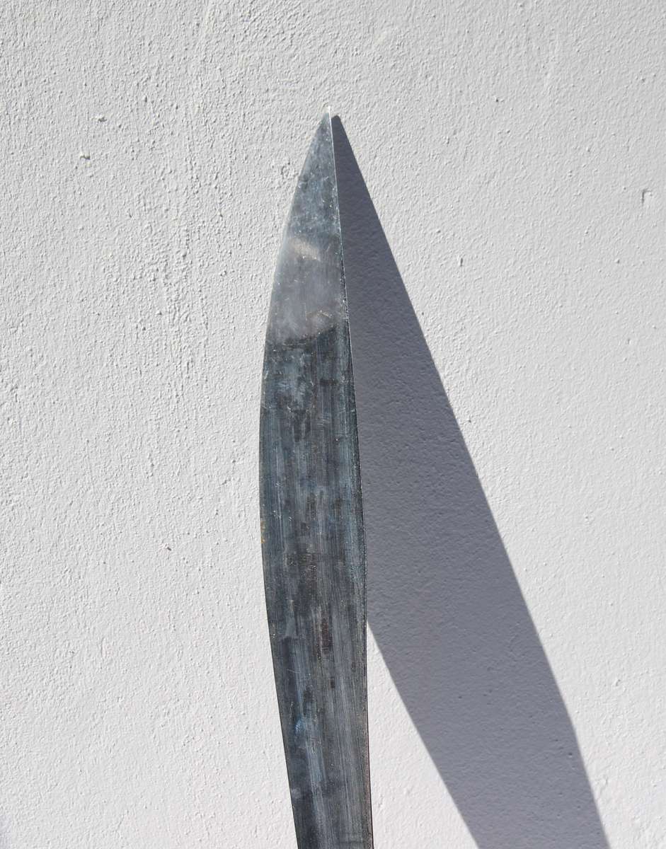 Vintage Chinese Oxtail Saber Metal Sword with Brass Handle