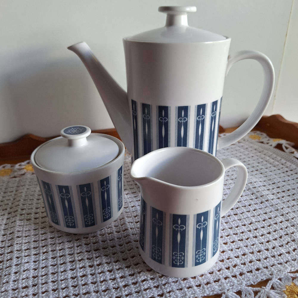 Vintage Noritake Progression China - Pacific 9010 - Coffee Pot, Sugar Bowl & Creamer