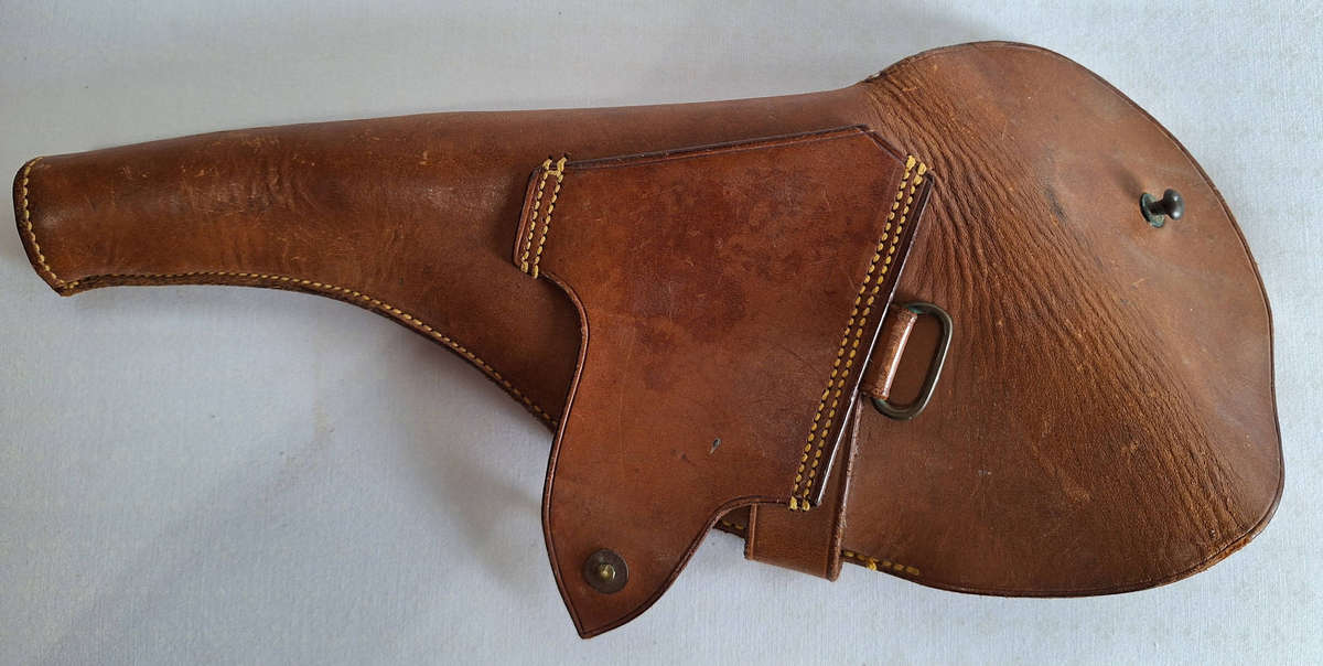 Vintage Leather Pistol Holster  Brass Toggle Closure (35cm)