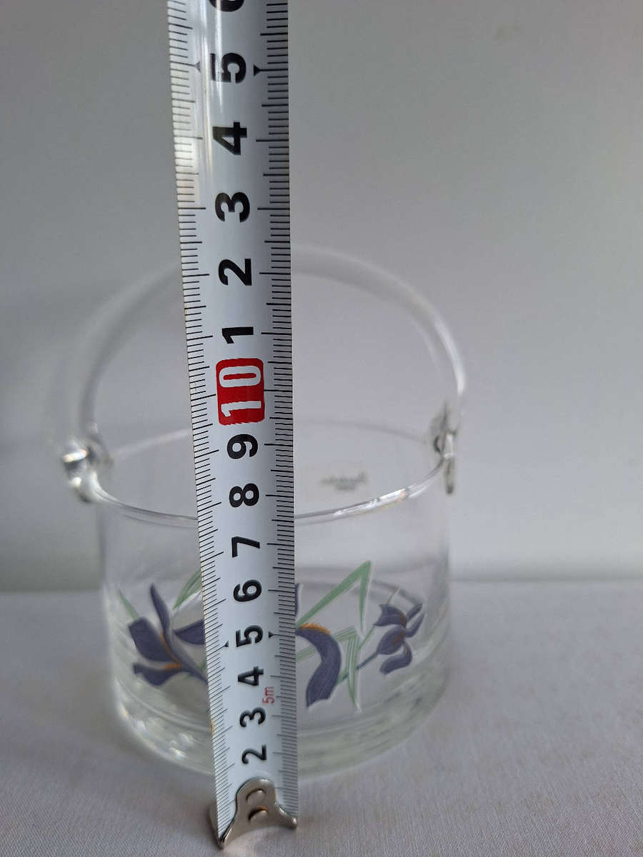 Pasabahce Turkish Glass  Basket - Purple Iris Design