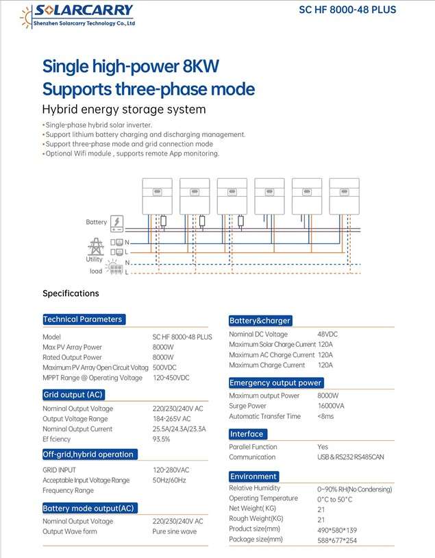8KW Solar Carry Inverter SC HF 8000-48PLUS