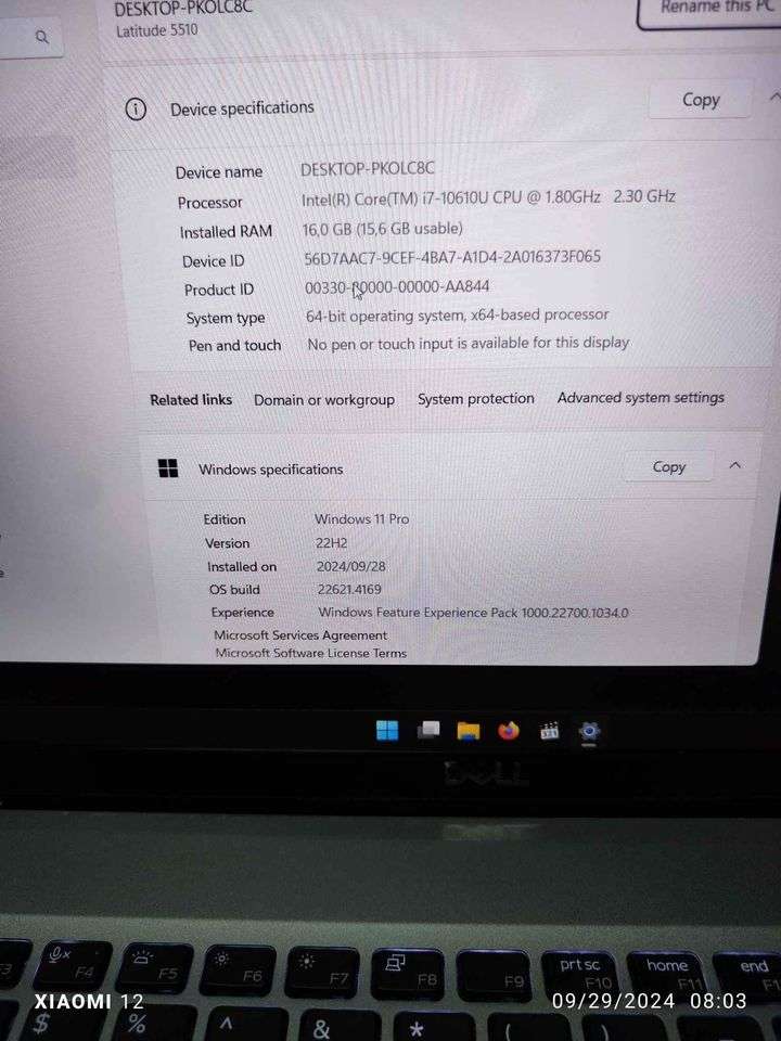 DELL LATITUDE 5510 VPRO i7 10610U