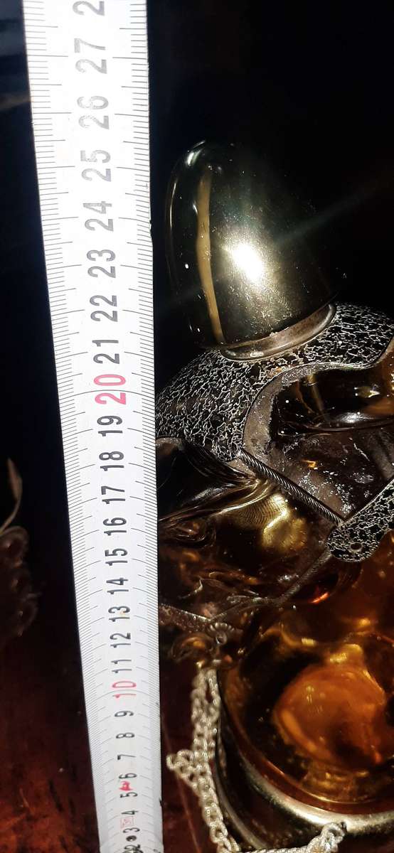 Vintage amber horse head musical liqueur bottle.Musical working.Just the bottle.