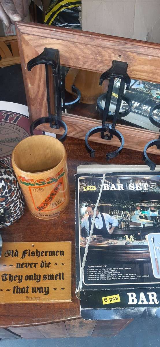 Collection of bar memorabilia,equipment and game.