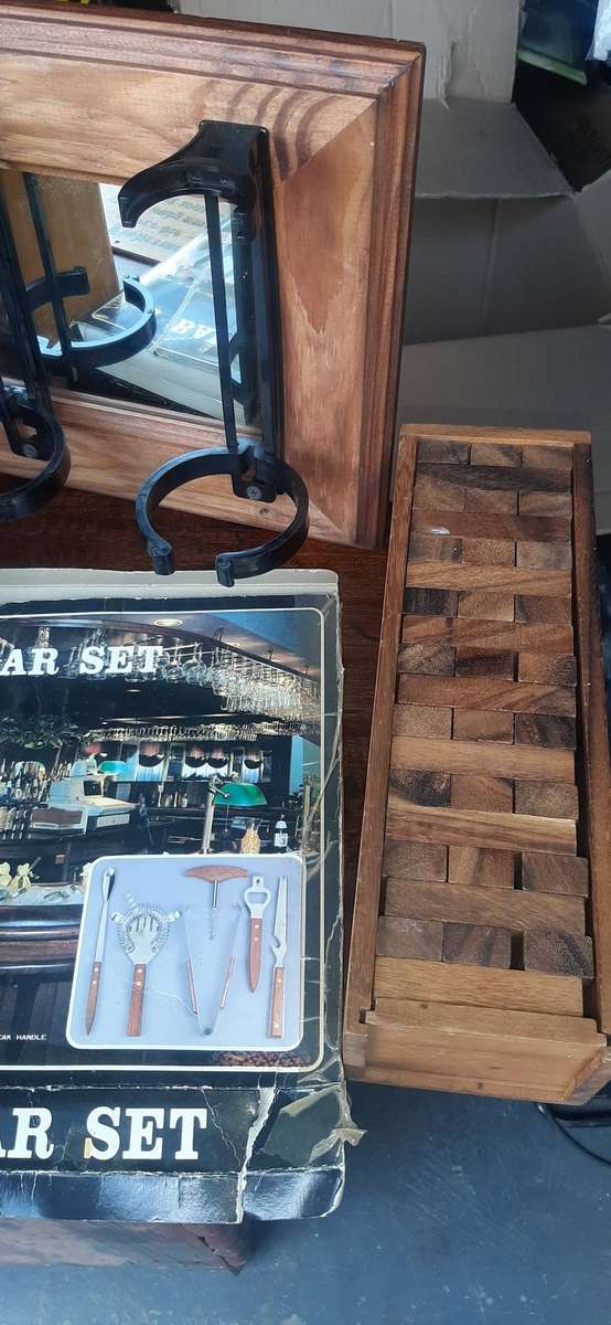 Collection of bar memorabilia,equipment and game.